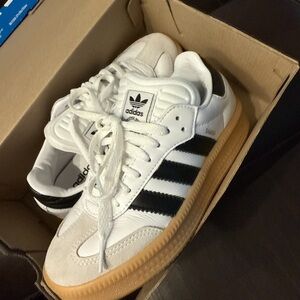 Adidas White and Black Sneakers with Gum Sole